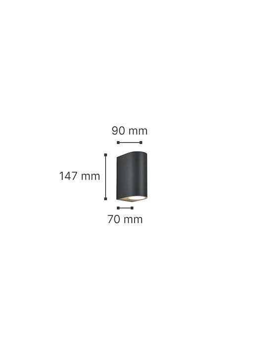 Inlight Michigan Wall-Mounted Outdoor Spot GU10 IP54 Double Beam 9x7x14.7cm