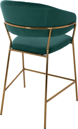 Hocker Bar mit Rückenlehne Gepolstert mit Samt Theodore Cypress 60x55x100cm