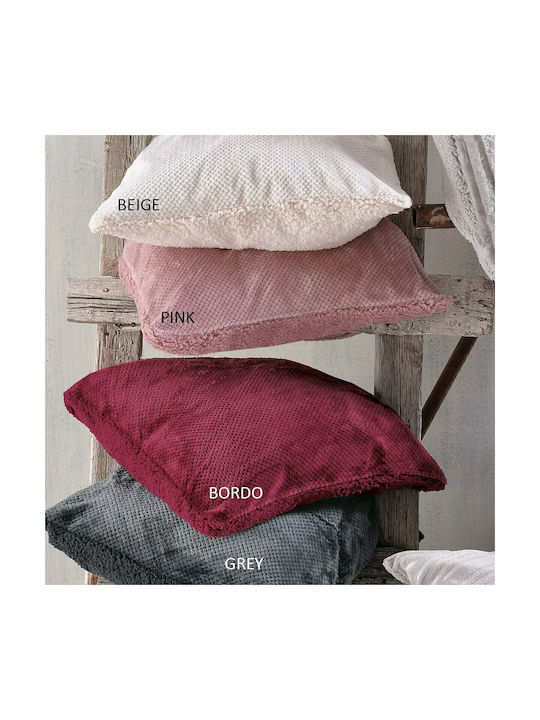Rythmos Decorative Pillow Case Alvaro Fleece Burgundy 50x50cm