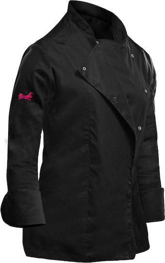 strongAnt Coat Chef 100% Cotton made Female Black with Long Sleeve Stretch