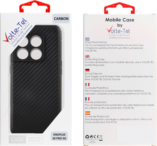 Volte-Tel Carbon Camera Protective Umschlag Rückseite Silikon Schwarz (OnePlus 10 Pro)