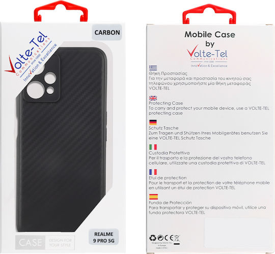 Volte-Tel Carbon Camera Protective Back Cover Σιλικόνης Μαύρο (Realme 9 5G / 9 Pro)