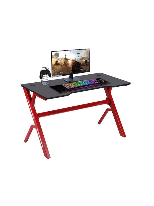 Gaming Office Wooden Red with Metal Legs 120x60x73cm