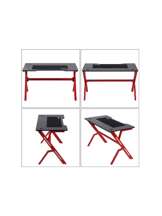 Gaming Office Wooden Red with Metal Legs 120x60x73cm