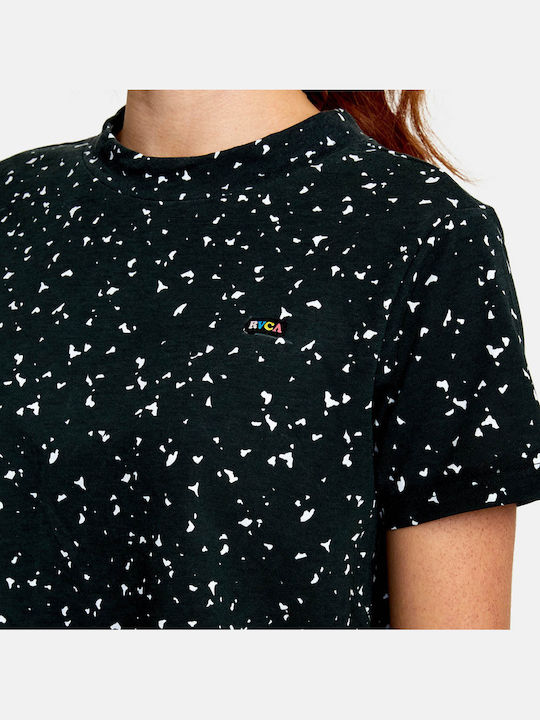 Damen T-Shirt Blumen Schwarz