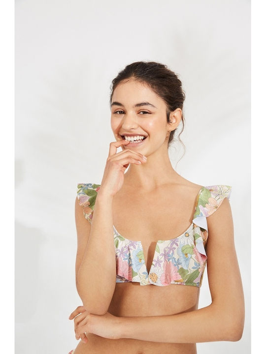 Ysabel Mora Bikini Swim Top with Ruffles Multicolour Floral