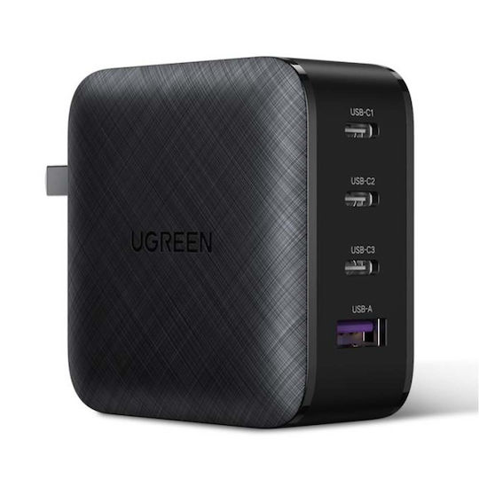 Ugreen GaN Wireless Charger with USB-A Port and 3 USB-C Ports 65W Power Delivery Quick Charge 2.0 Quick Charge 3.0 Quick Charge 4+ Quick Charge 4.0 Black (CD224)