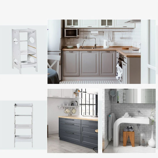 Learning Tower made of Wood Gray HomCom