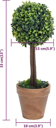 Изкуствено растение в саксийка Buxus (Обща кутия) Green 33см 2бр vidaXL