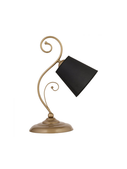 HomeMarkt Metal Table Lamp for Socket E27 with Black Shade and Gold Base