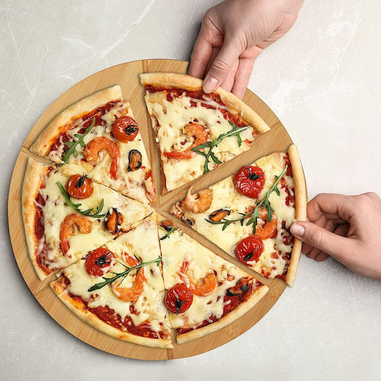 Relaxdays Non-Stick - Antiaderent Placă de copt Plăci de copt pentru pizza Față și spate cu Suprafață din Lemn Flat 33cm