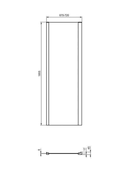 Ideal Standard Connect 2 Feste Seite für Dusche 67-72x195cm Chrom