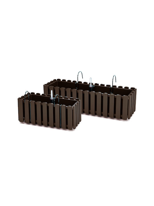Prosperplast Planter Boardee Fence W Planter Box Plastic Brown 38x18x16.2cm.