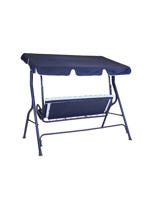 Schaukel mit Basis 3 Sitze Metallisch L170xB110xH153cm Blue Schaukel mit Basis 3 Sitze Metallisch L170xB110xH153cm Blue