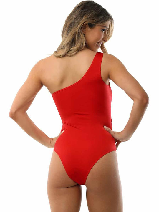 Bonatti One-Piece Swimsuit with One Shoulder & Padding Red