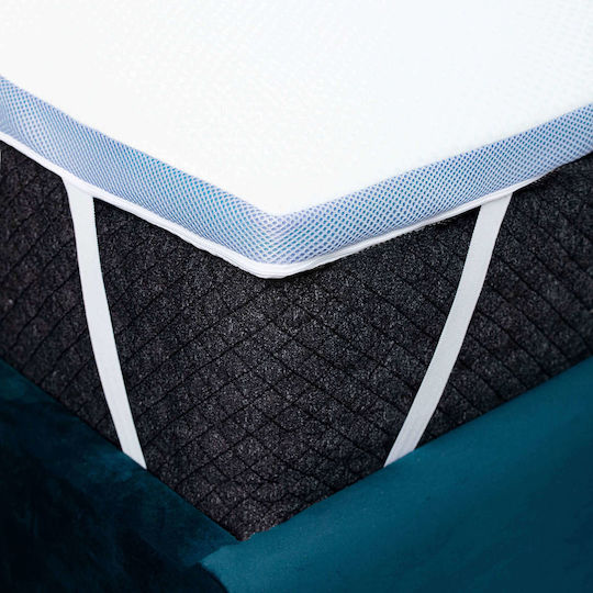 Como felt & wadding producers Mattress Topper Cool Gel Single Memory Foam with Removable Cover & Elastic Straps 90x200x4cm