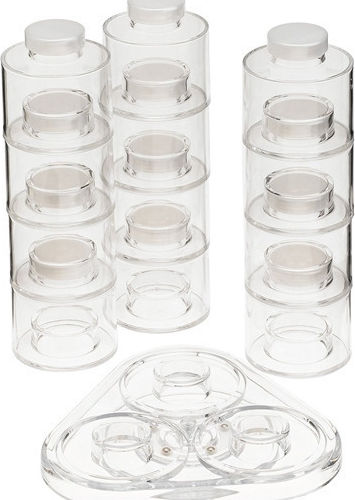 Factory Spice Tower Carousel Jar Gewürzbehälter Kunststoff auf drehbarem Ständer Transparente 12Stück 12Stück