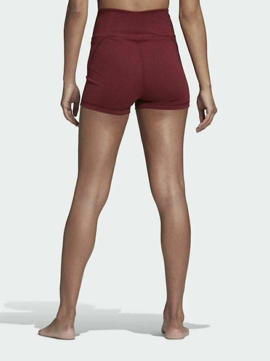 adidas Essentials Women's Yoga Legging Shorts High Waisted Burgundy