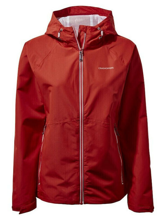 Salina Pomp Women's for Hiking Short Sports Jacket Waterproof and Windproof for Spring or Autumn with Hood Red