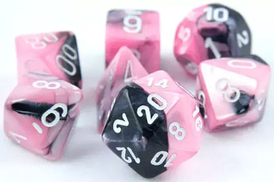 Chessex Dungeons & Dragons Gemini Polyhedral Dice Black-Pink-White 7pcs 26430