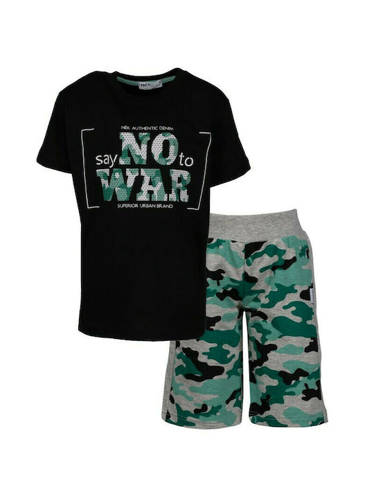 Nek Kids Wear Kids Set with Shorts Summer 2pcs Black