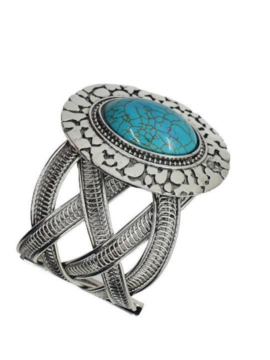 Large Vintage , Boho cuff bracelet with turquoise stone S13.