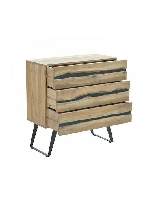 Chest of Drawers of Solid Wood with 3 Drawers 80x38x86.5cm