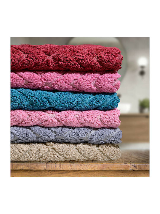 Lino Home Bath Mat Cotton Waves 2500000624 Fuchsia 50x80cm