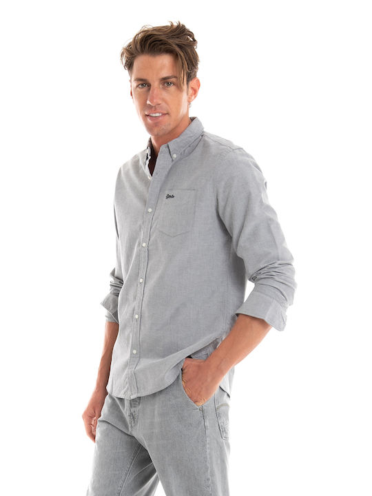 Superdry Men's Shirt Long Sleeve Cotton Gray