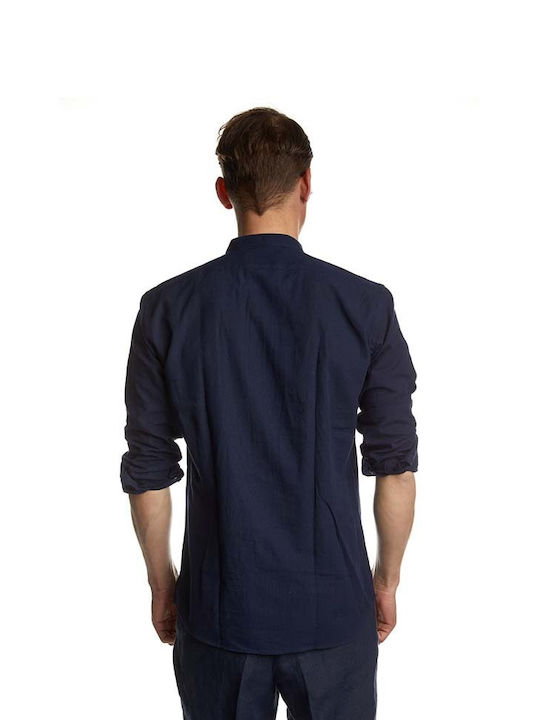 Bizzaro Men's Shirt Long Sleeve Cotton Navy Blue