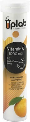 Uplab Pharmaceuticals Vitamin C Vitamin for Immune System Boost, Skin & Antioxidant Action 1000mg Orange 20 eff. tabs