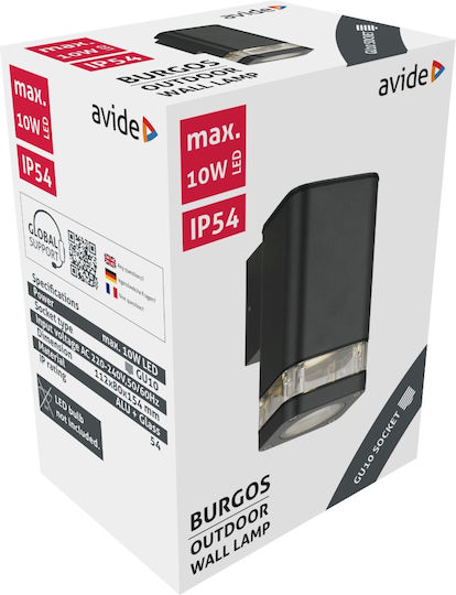 Avide AOLWGU10-BURS Wall-Mounted Outdoor Lighting Spot Black Avide AOLWGU10-BURS Wall-Mounted Outdoor Lighting Spot Black
