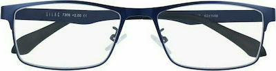 Silac 7306 Men's Reading Glasses +1.75 Blue Metal 7306