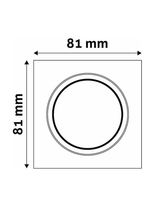 Avide ABGU10F-SS-CH Square Metallic Recessed Spot with Socket GU10 Silver 8.1x8.1cm. 1pcs