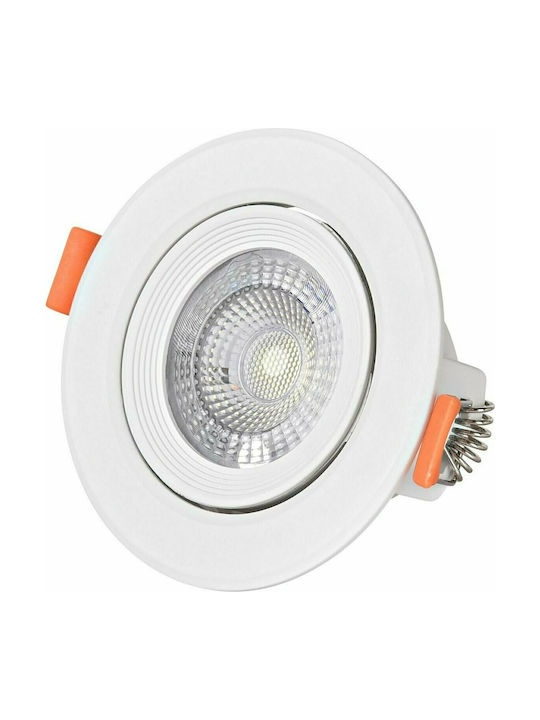 Avide ALDLS38NW-R-5W Rund Metallisch Einbau Spot mit integriertem LED und Natürliches Weißes Licht Weiß 9x9cm. 1Stück