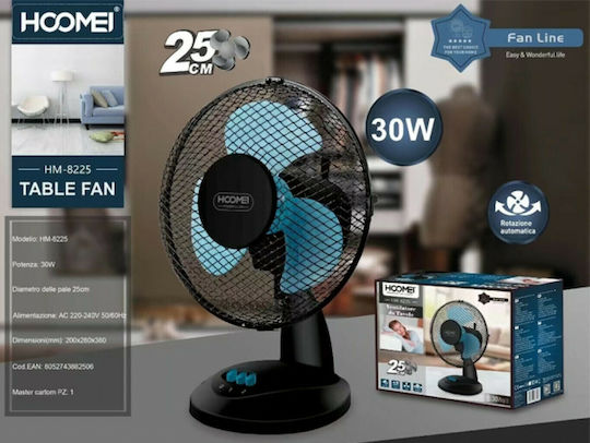 Hoomei Επιτραπέζιος Ανεμιστήρας 30W Διαμέτρου 25cm Μαύρος