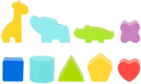 Tooky Toys Παιχνίδι Ταξινόμησης Σχημάτων Κύβος με Σχήματα από Ξύλο για 12+ Μηνών