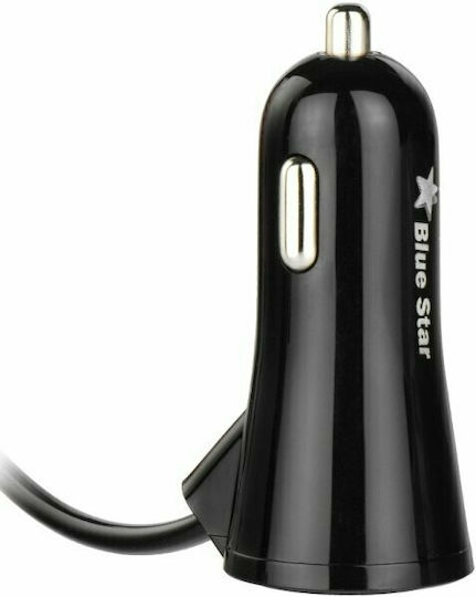 Blue Star Car Charger 3A with one Port: 1xUSB with Cable Micro-USB Black Color