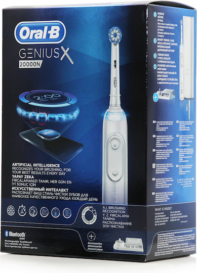 Oral-B Genius X 20000N Electric Toothbrush with Pressure Sensor and Travel Case White