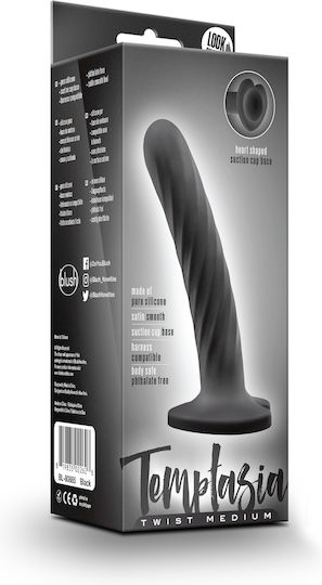 Temptasia Twist Medium Glass Dildo With Suction Cup Black 14cm