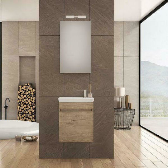 Drop Luxus 45 Waschtisch mit Waschbecken & Spiegel mit Licht L43xB25xH50cm Granite