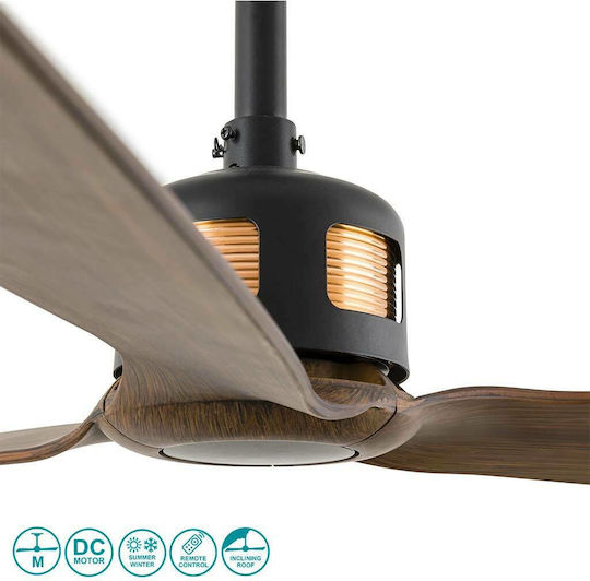 Faro Barcelona Copper Fan M Ceiling Fan 128cm Black/Walnut