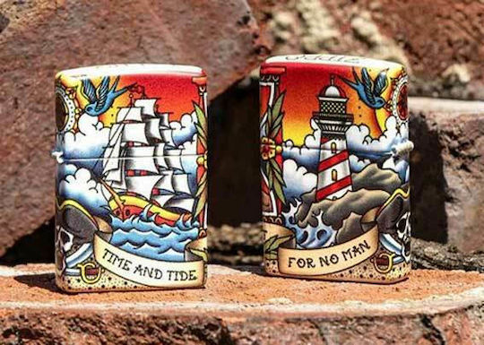Zippo Nautical Tattoo Brichetă Flacără Multicoloră