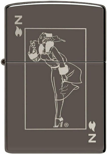 Zippo Windy Design Ветроустойчив Запалка с Пламък в Сив Цвят