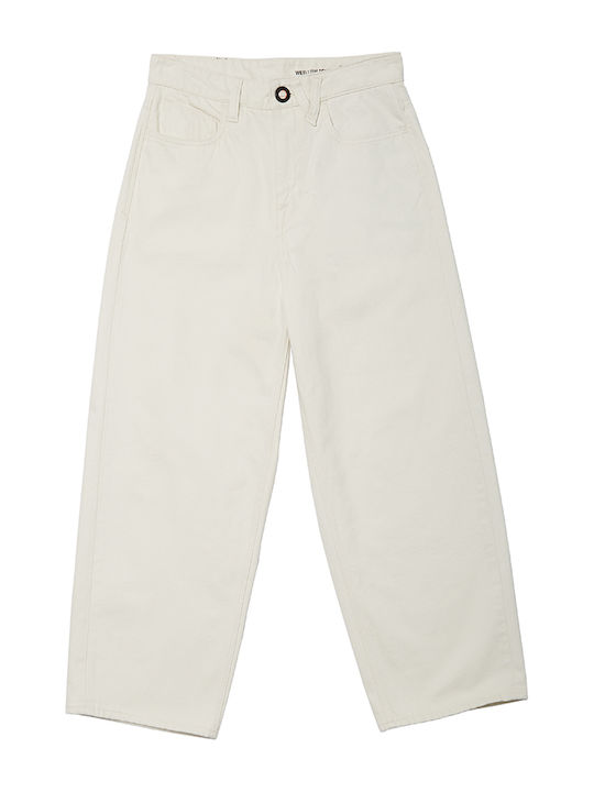 Weellow High Waist Women's Jean Trousers in Loose Fit White