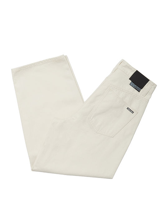 Weellow High Waist Women's Jean Trousers in Loose Fit White