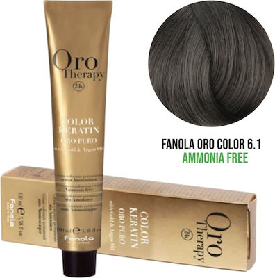 Fanola Oro Puro Hair Coloring Cream Hair Dye no Ammonia 6.1 Blonde Dark Sandre 100ml