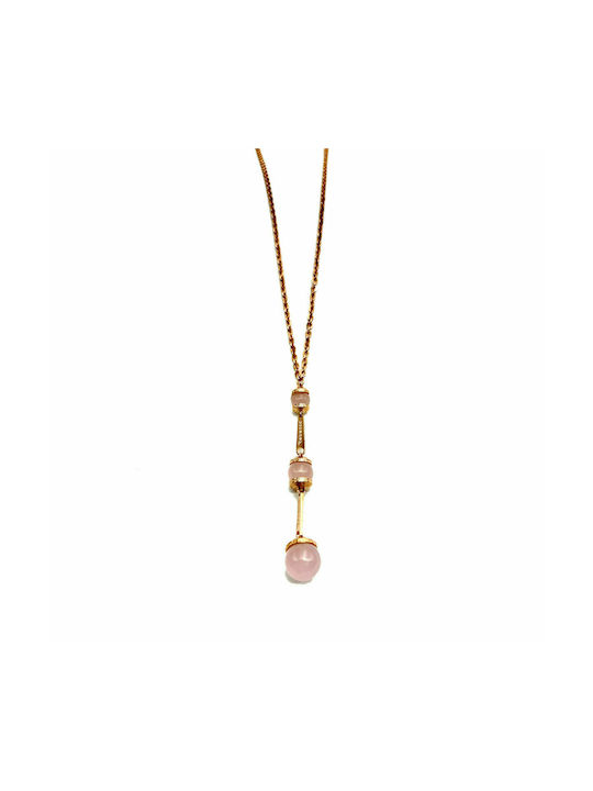 Rebecca Boulevard Perl Necklace from Pink Gold Plated Steel