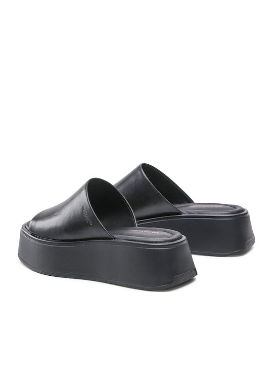 Courtney Δερμάτινα Γυναικεία Σανδάλια Flatforms Μαύρα