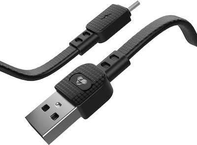 Powertech Armor Geflochten / Flach USB 2.0 auf Micro-USB-Kabel Schwarz 1m (PTR-0097) 1Stück